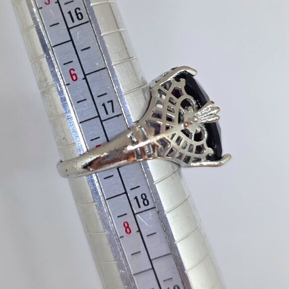 Stunning Oval Faceted Purple Stone Silver Filigree Victorian Style Ring - SZ 7 - Picture 12 of 13